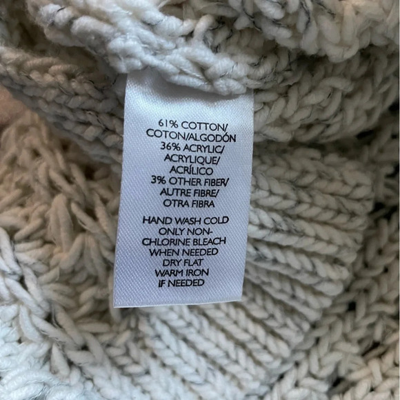 LOFT Ann Taylor Cotton Blend Loose Knit Sweater Women’s Small Off White & Gray - Picture 7 of 8